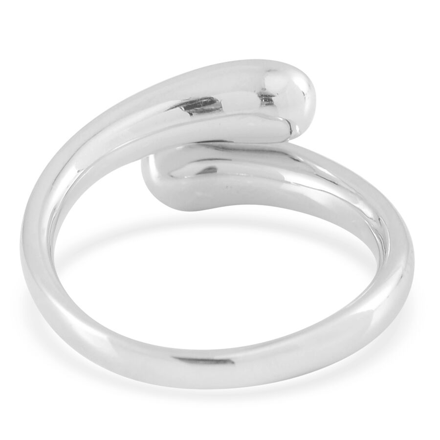 LucyQ Crossover Drip Ring in Rhodium Plated Sterling Silver 5.13 Gms