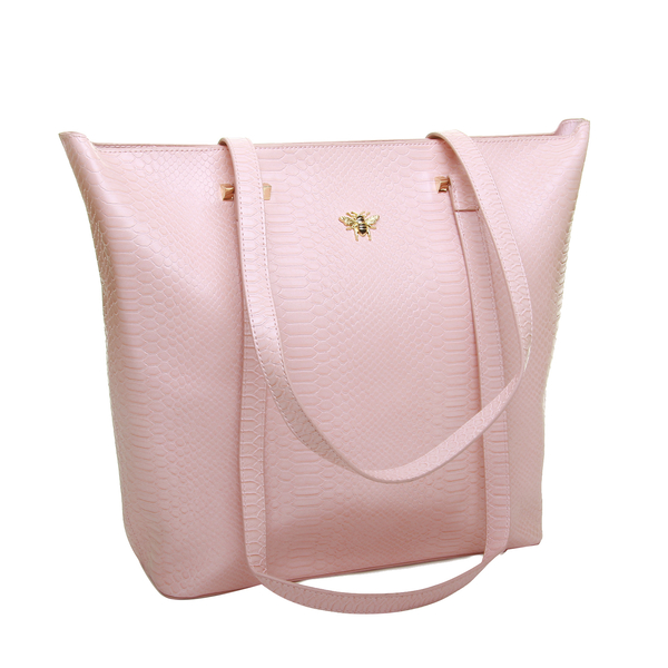 ALICE WHEELER Knightsbridge Snake Pattern Tote Bag (Size 32x30x10 Cm) - Pink