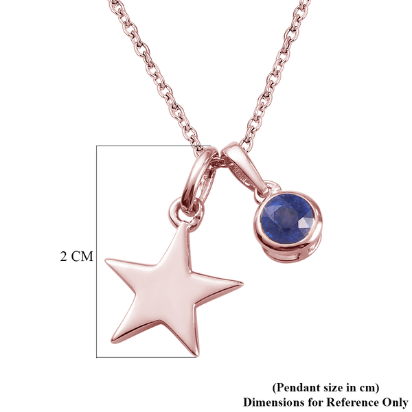 Masoala Sapphire (FF) 2 Pcs Pendant with Chain (Size 20) with Lobster Clasp in Rose Gold Overlay Sterling Silver