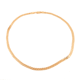 NY Close Out Deal- Yellow Gold Overlay Sterling Silver Herringbone Necklace (Size 20) With Lobster C