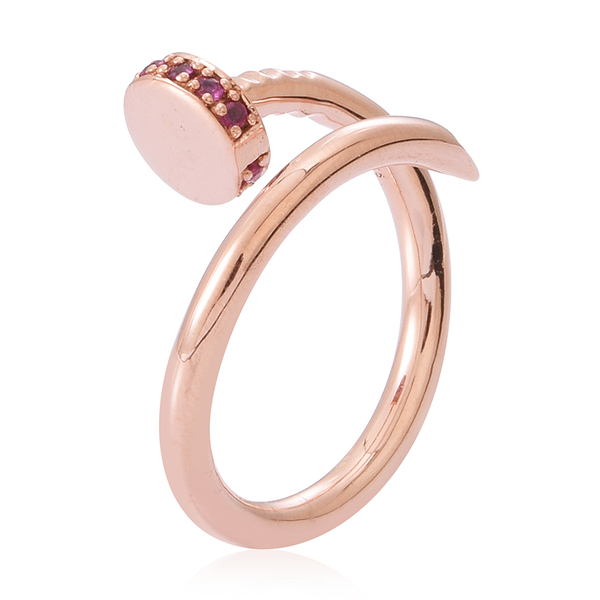 Ruby (Rnd) Nail Ring in 14K Rose Gold Overlay Sterling Silver