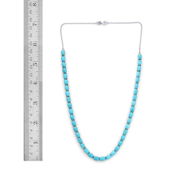 Arizona Sleeping Beauty Turquoise (Ovl) Necklace (Size 18) in Platinum Overlay Sterling Silver 19.250 Ct.