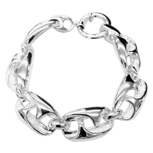 Designer Inspired Thai Sterling Silver Twister Double Link Mariner Bracelet (Size 7.5), Silver wt 24