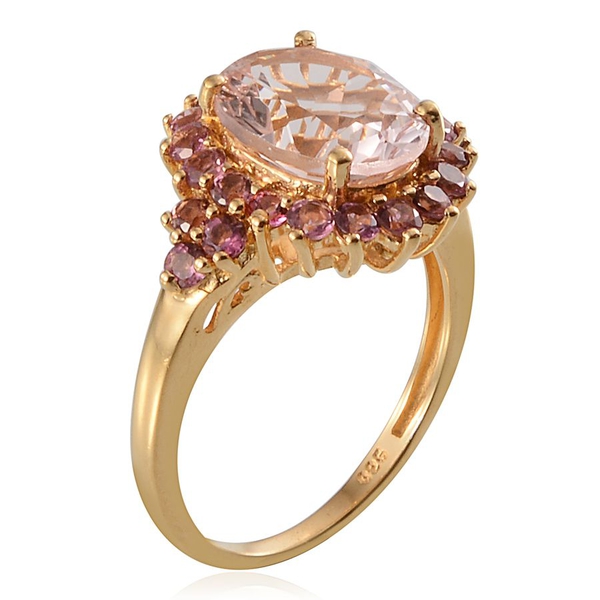 Marropino Morganite (Ovl 3.50 Ct), Pink Tourmaline Ring in 14K Gold Overlay Sterling Silver 4.650 Ct.
