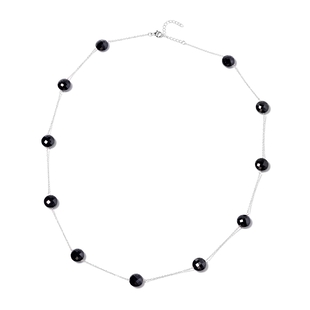 106.50 Ct Boi Ploi Black Spinel Station Necklace in Rhodium Plated Silver 26 with 2 inch Extender