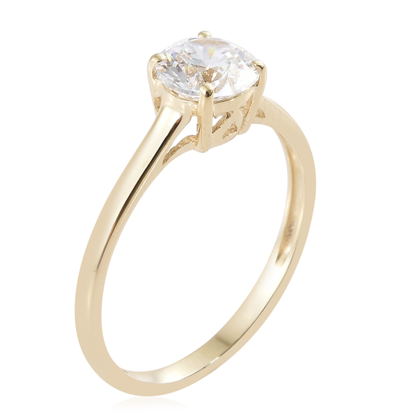 Lustro Stella - 9K Yellow Gold (Rnd) Solitaire Ring Made with Finest CZ
