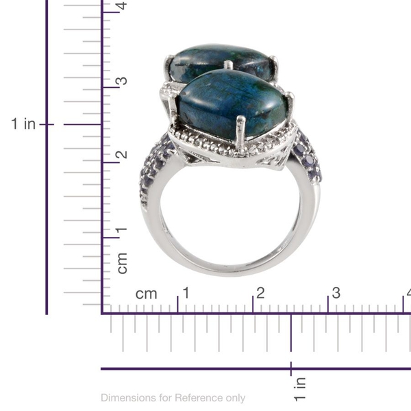 Table Mountain Shadowkite (Cush), Iolite and Diamond Crossover Ring in Platinum Overlay Sterling Silver 9.250 Ct.