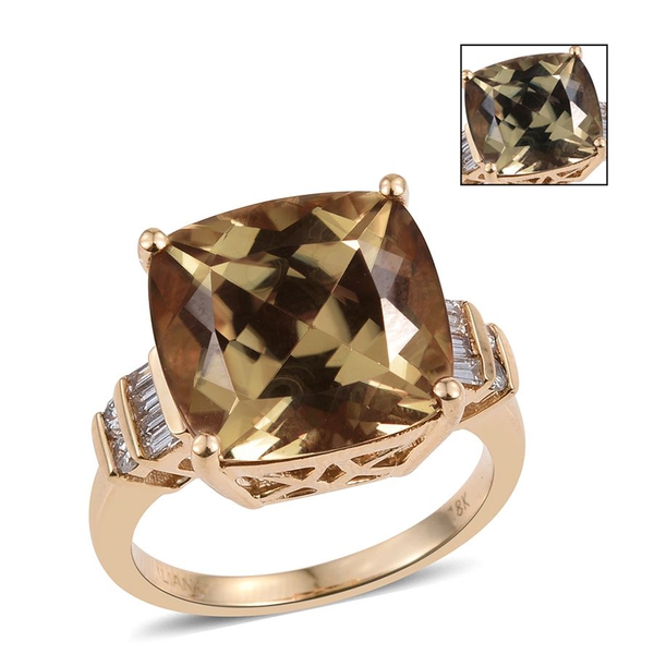 ILIANA 18K Y Gold Natural Turkizite (Cush 11.05 Ct), Diamond Ring 11.250 Ct.