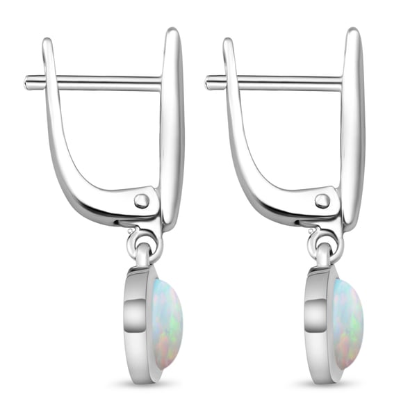 Ethiopian Welo Opal Hoop Earrings in Rhodium Overlay Sterling Silver 1.10 Ct.