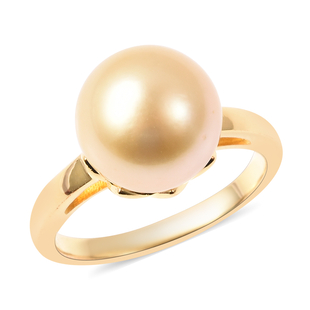 Galatea Pearl - Golden South Sea Momento Talking Pearl Ring in Yellow Gold Overlay Sterling Silver