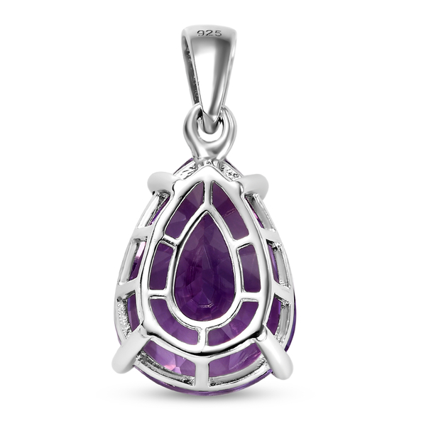Moroccan Amethyst Solitaire Pendant in Platinum Overlay Sterling Silver 12.070 Ct.