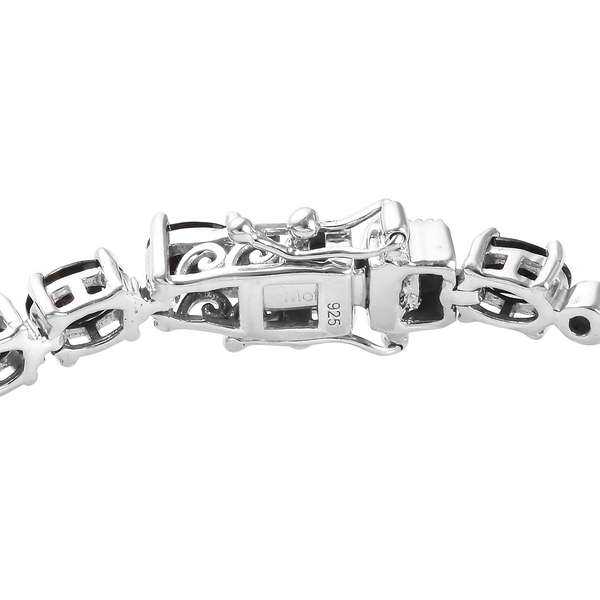Elite Shungite (Ovl), Diamond Bracelet (Size 7.5) in Platinum Overlay Sterling Silver 7.05 Ct, Silver wt 11.50 Gms