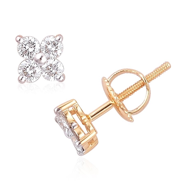 ILIANA 18K Y Gold IGI Certified Diamond (Rnd) (SI-G-H) Stud Earrings (with Screw Back) 0.500 Ct.