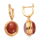 Sundays Child Rose Quartz and Orange Jasper Drop Earrings (with Claps) in 14K Gold Overlay Sterling Silver 18.50 Ct.