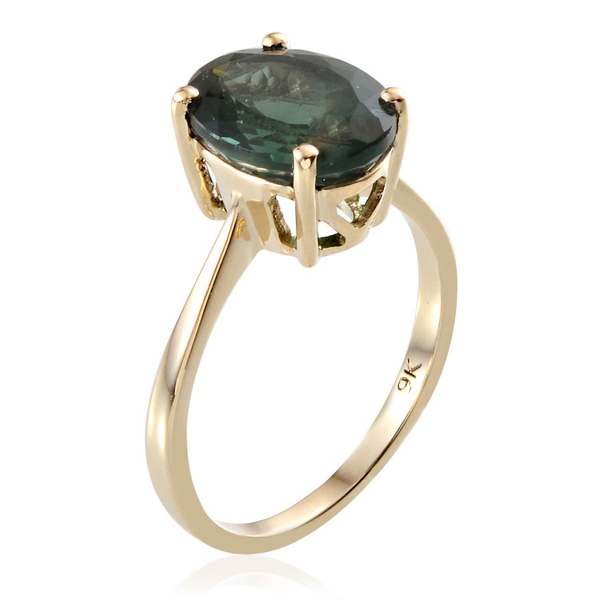9K Y Gold Ocean Blue Apatite (Ovl) Solitaire Ring 5.250 Ct.