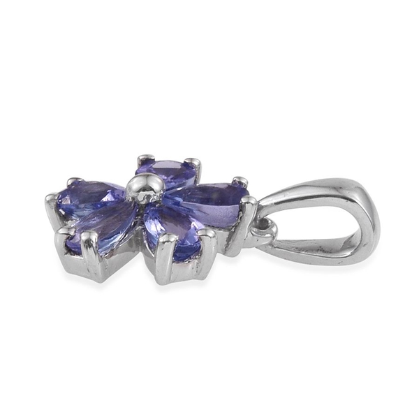Tanzanite (Pear) Floral Pendant and Floral Stud Earrings (with Push Back) in Platinum Overlay Sterling Silver 2.500 Ct.