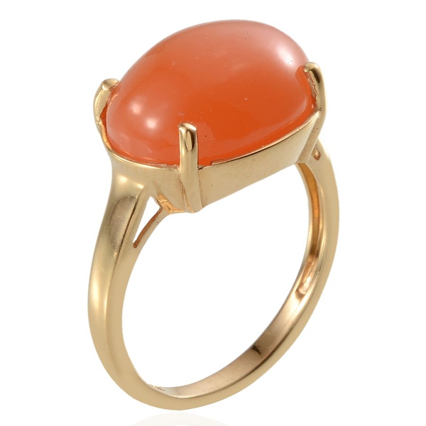 Mitiyagoda Peach Moonstone (Ovl) Solitaire Ring in 14K Gold Overlay Sterling Silver 9.500 Ct.
