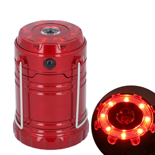 LED Lantern Lamp with Flashlight (3xAAA battery Not Included) (Size 6.8x6.8x10 Cm) - Red