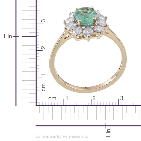 9K Y Gold Boyaca Colombian Emerald (Ovl 1.10 Ct), Diamond Ring 2.000 Ct.