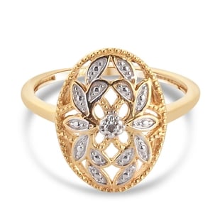 Diamond Solitaire Ring in 14K Gold Overlay Sterling Silver