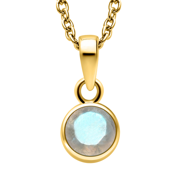 2 Piece Set - Rainbow Moonstone Pendant & Hook Earrings in 14K Gold Overlay Sterling Silver With Stainless Steel Chain ( Size 20)  2.94 Ct.