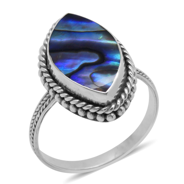 Royal Bali Collection Abalone Shell (Mrq) Ring in Sterling Silver 15.800 Ct.