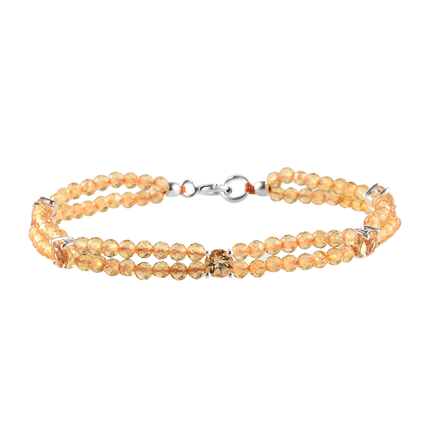 Citrine Beads Bracelet (Size - 7.5) in Sterling Silver 26.10 Ct.