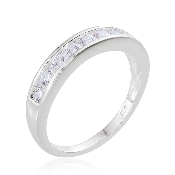 Lustro Stella - Sterling Silver (Rnd) Half Eternity Band Ring Made with Finest CZ 0.990 Ct.