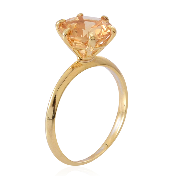 Citrine (Rnd) Solitaire Ring in 14K Gold Overlay Sterling Silver 3.250 Ct.
