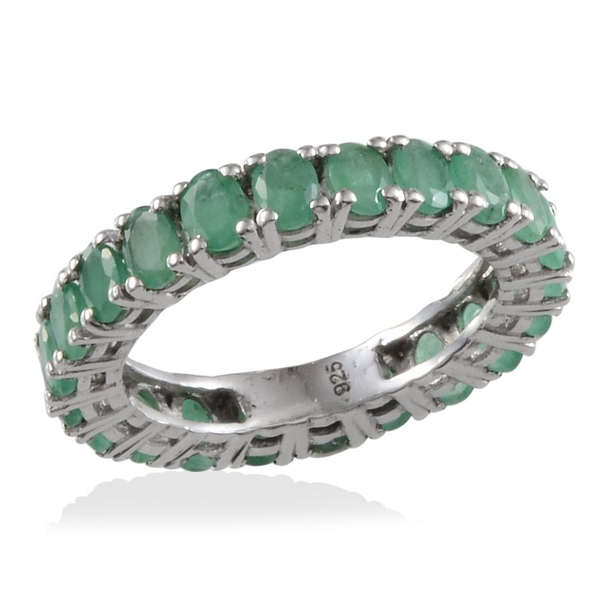 Kagem Zambian Emerald (Ovl) Full Eternity Ring in Platinum Overlay Sterling Silver 3.000 Ct.