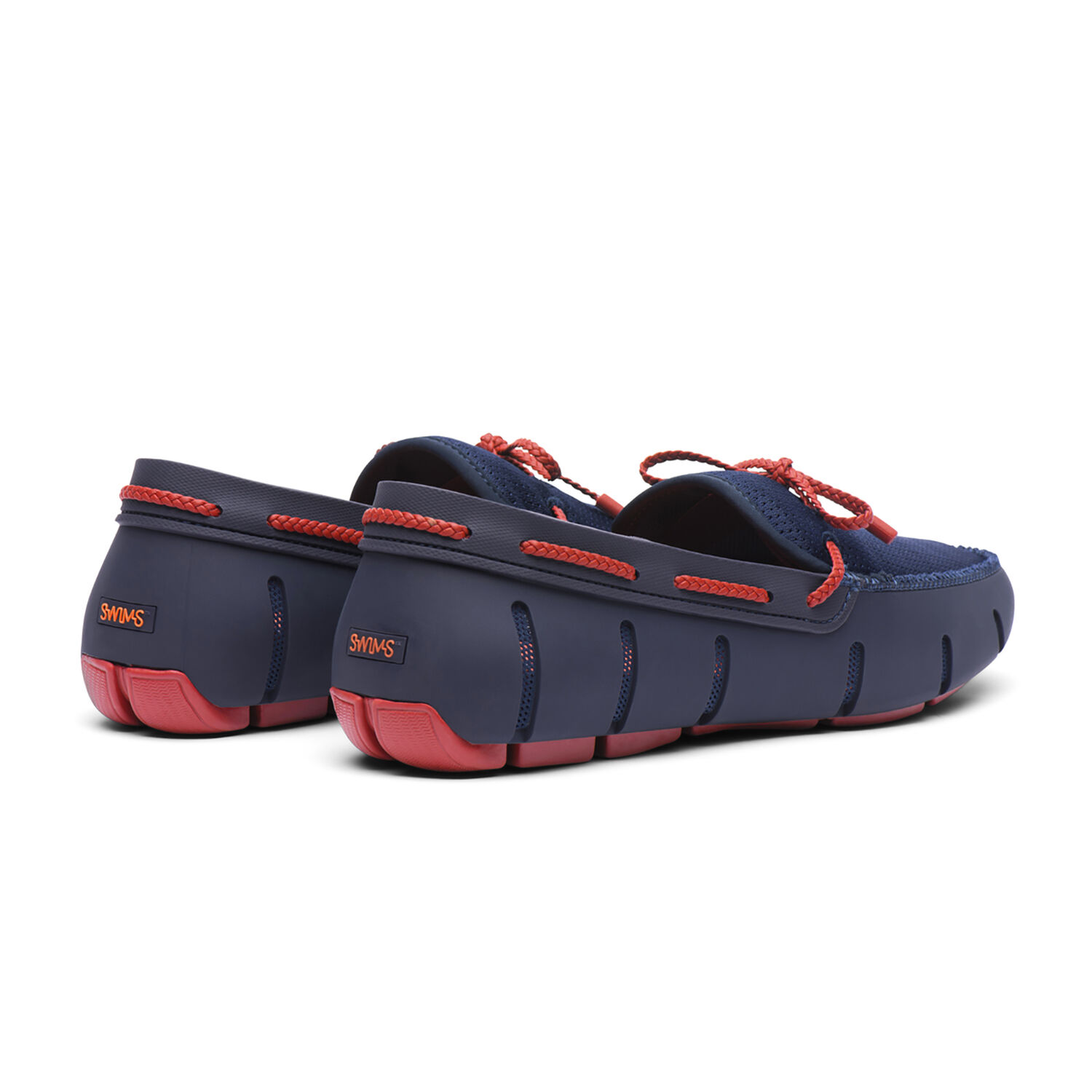 Swims Braided Lace Men's Loafer in Navy and Red Alert Colour