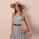 2 Piece Set - Handbag with Matching Hat Tote Bag and Zipper Closure (Size 48x30x17 Cm) - Pink & Khaki
