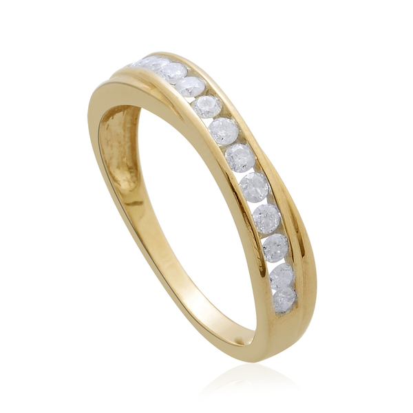 9K Yellow Gold SGL Certified 0.50 Carat Diamond Half Eternity Band Ring (I 3/G-H).