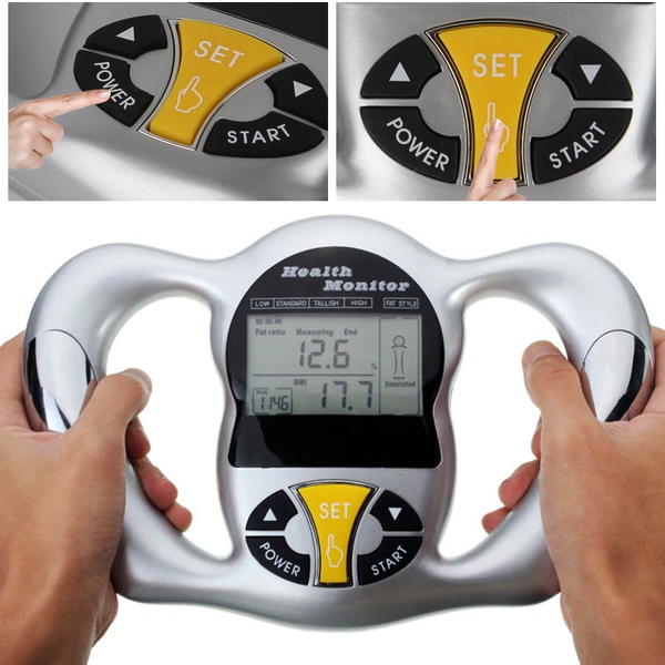 Health Monitor - Test Fat Ratio, BMI and Relative Basal Metabolism (23x16cm) - 2xAAA battery Included