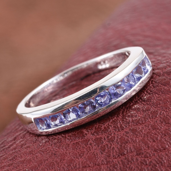 Tanzanite (Rnd) Half Eternity Band Ring in Sterling Silver 0.750 Ct.