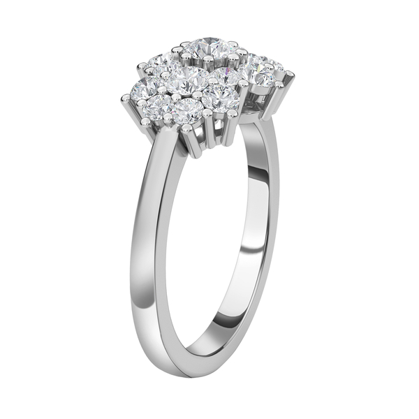 RHAPSODY 950 Platinum IGI Certified Diamond (VS/E-F) Cluster Ring 1.00 Ct, Platinum Wt. 5.10 Gms