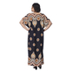 JOVIE Black Bohemian Style Printed Long Dress with Embroidered Neckline ( Up to Size 20 ) CB 54in
