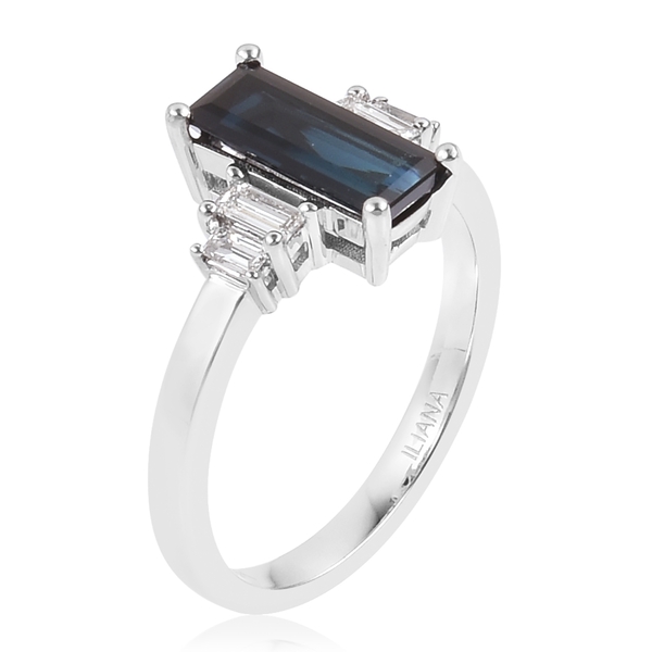 ILIANA 2 Carat AAAA Monte Belo Indicolite and Diamond (SI/G-H) Ring in 18K White Gold
