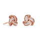 0.23 Carat Diamond Knot Stud Earrings in Rose Gold Plated Silver (with Push Back)
