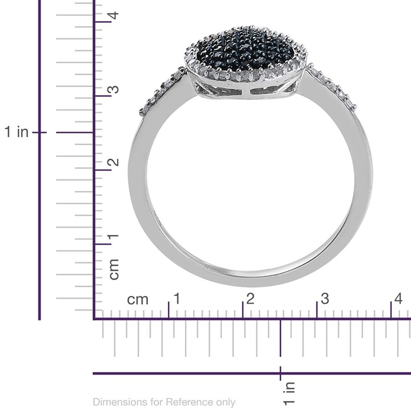 Blue Diamond (Rnd), White Diamond Ring in Platinum Overlay Sterling Silver 0.510 Ct.