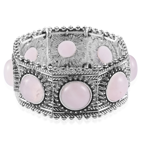 Rose Quartz Bracelet in Silver Tone (Size 7) 10.000 Ct.
