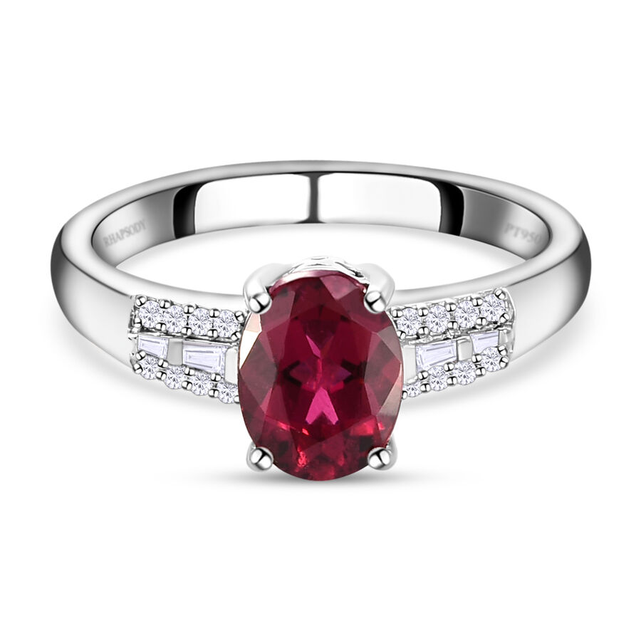 The Four Virtues Of Rubellite - RHAPSODY 950 Platinum AAAA Rubellite and Diamond (VS-E-F) Ring 1.14 Ct.