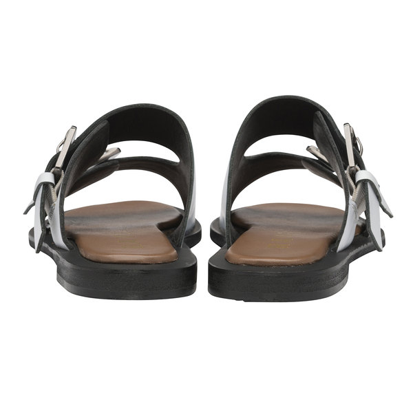 RAVEL Kintore Double Buckle Strap Leather Sandal (Size 4) - White