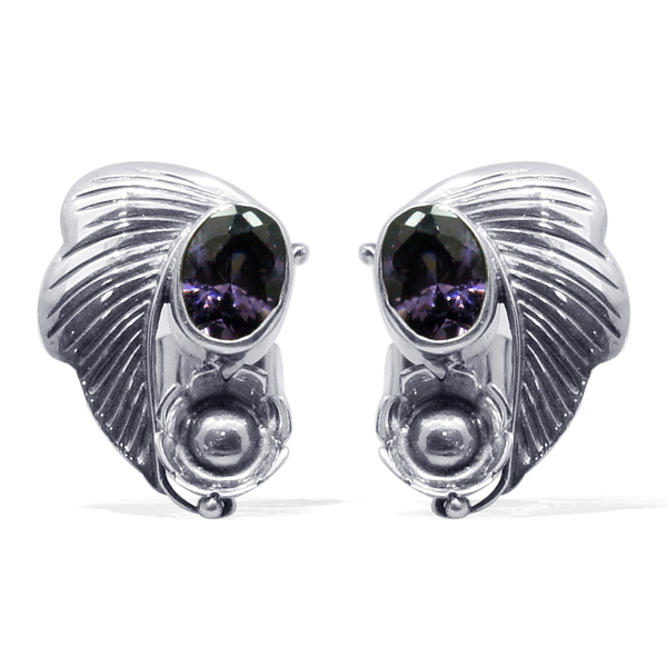 Royal Bali Collection Simulated Purple Diamond (Ovl) Earrings in Sterling Silver 2.750 Ct.
