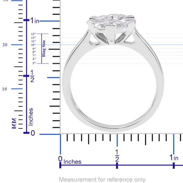 ILIANA 18K W Gold 7 Stone 1Ct. Diamond Cluster Ring, IGI Certified (SI/ F-G)