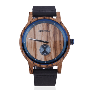 Botanica Sycamore Analogue Watch with Black Leather Strap