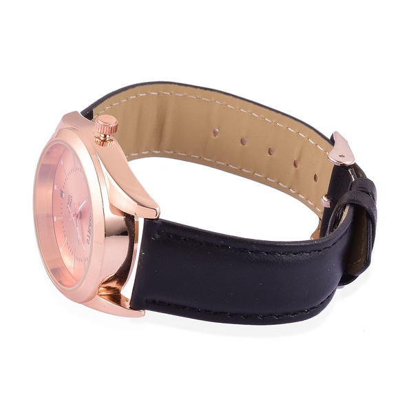 STRADA Japanese Movement Rose Gold Colour Dial Water Resistant Watch in Rose Gold Tone with Stainless Steel Back and Black Strap