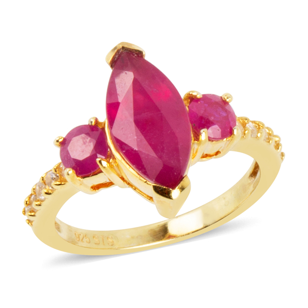 3.30 Ct African Ruby and Zircon Solitaire Design Ring in Silver