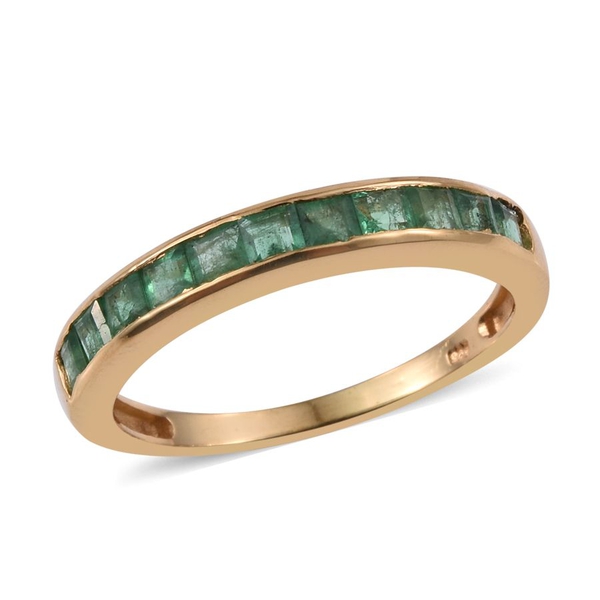 Very Rare Kagem Zambian Emerald (Sqr) Half Eternity Band Ring in 14K Gold Overlay Sterling Silver 1.