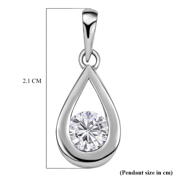 Moissanite Solitaire Pendant in Platinum Overlay Sterling Silver